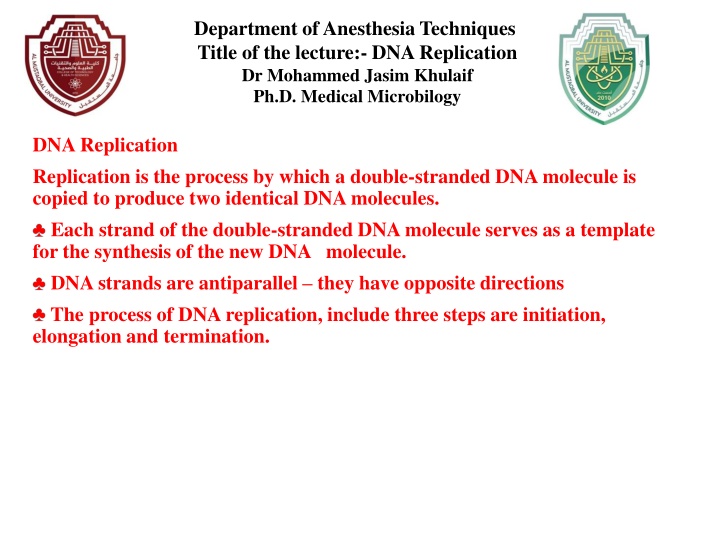 department of anesthesia techniques title n.w