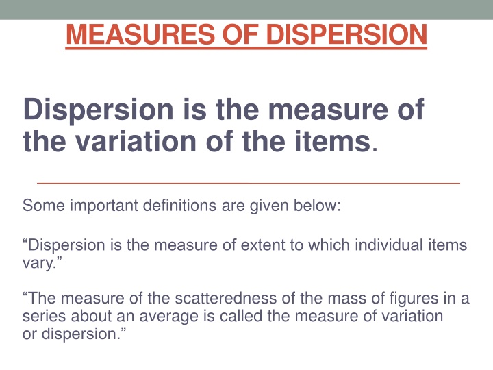 measures of dispersion n.w