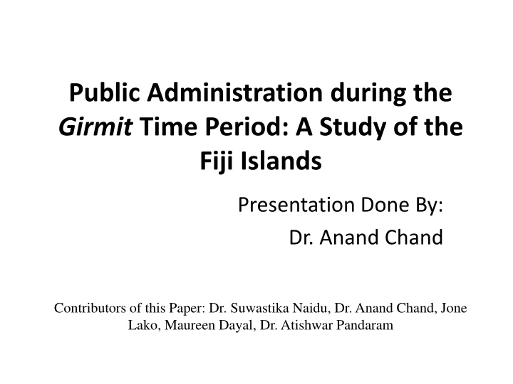 public administration during the girmit time n.w