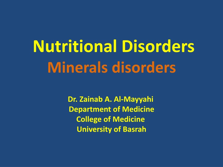 nutritional disorders minerals disorders n.w