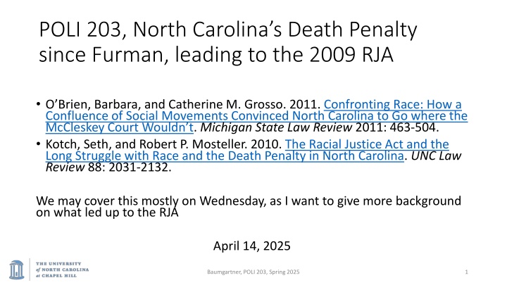 poli 203 north carolina s death penalty since n.w