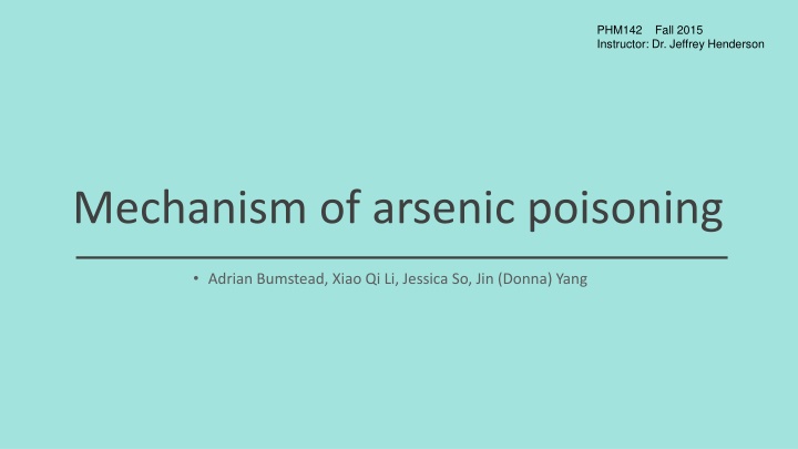 Mechanism of Arsenic Poisoning
