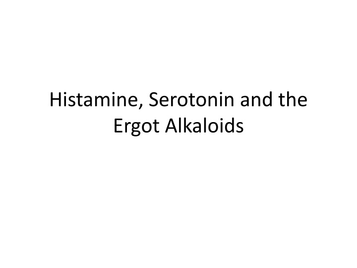 histamine serotonin and the ergot alkaloids n.w