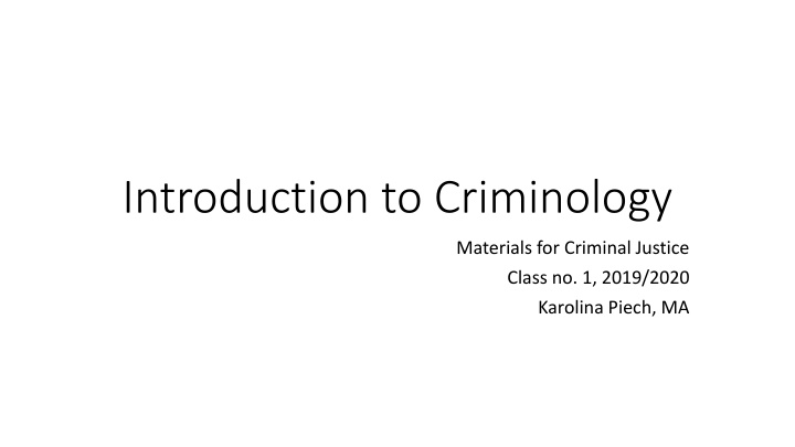 introduction to criminology n.w