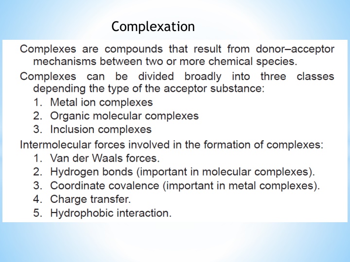 complexation n.w