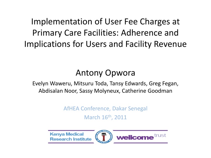 implementation of user fee charges at primary n.w