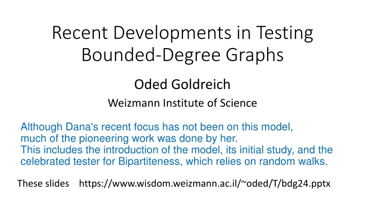 Recent Developments in Testing Bounded-Degree Graphs