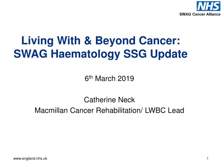 living with beyond cancer swag haematology n.w