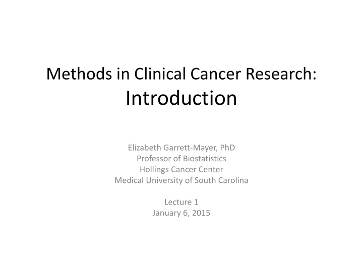 methods in clinical cancer research introduction n.w