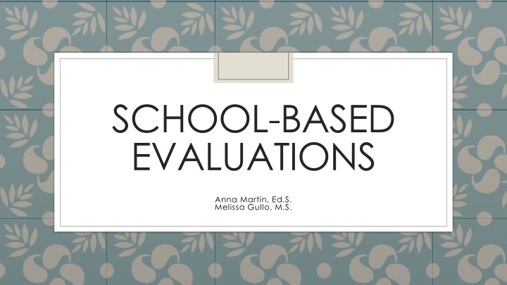 School-Based Evaluations Overview