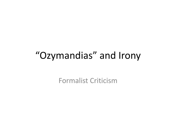 ozymandias and irony n.w