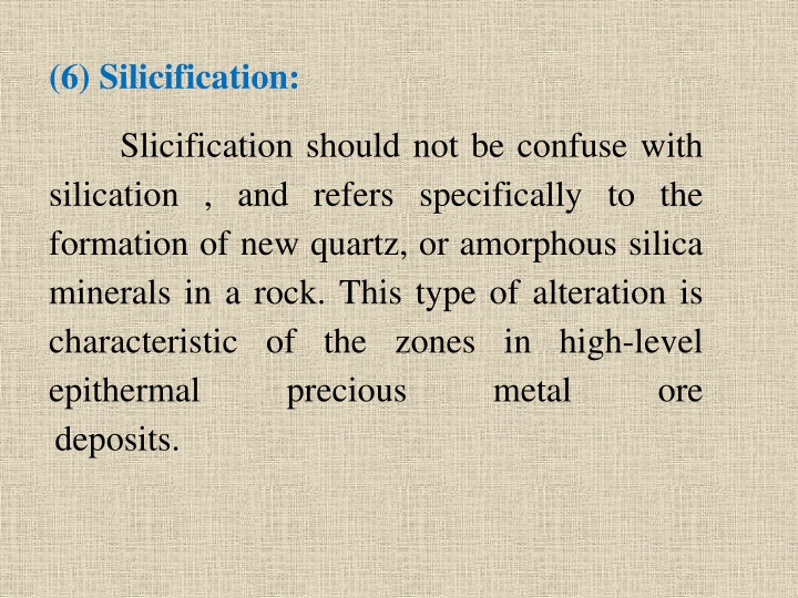 6 silicification n.w
