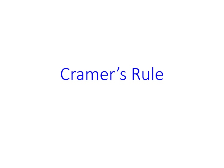 cramer s rule n.w