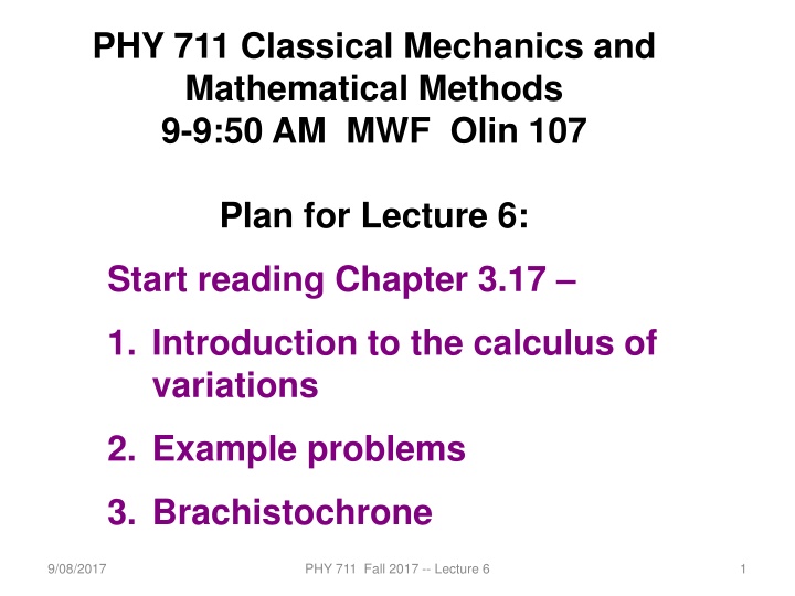 phy 711 classical mechanics and mathematical n.w