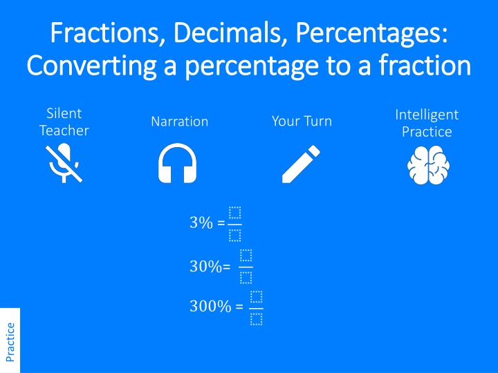 Converting Percentages to Fractions Practice
