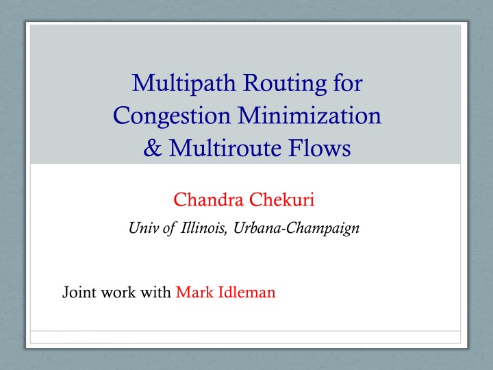 multipath routing for congestion minimization n.w