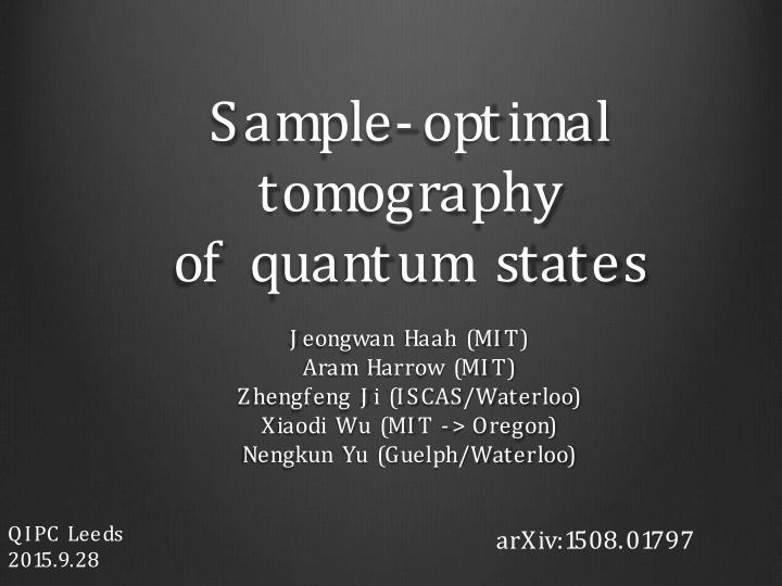 sample optimal tomography of quantum states n.w