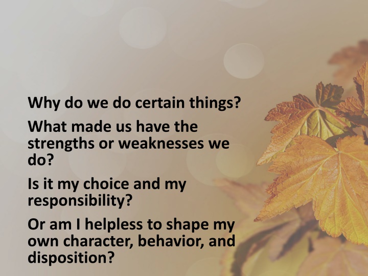 why do we do certain things what made us have n.w