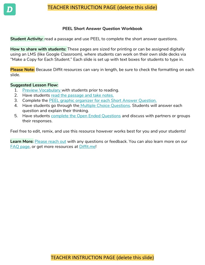 teacher instruction page delete this slide n.w