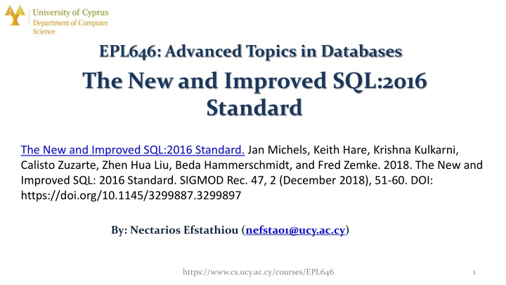 epl646 advanced topics in databases n.w