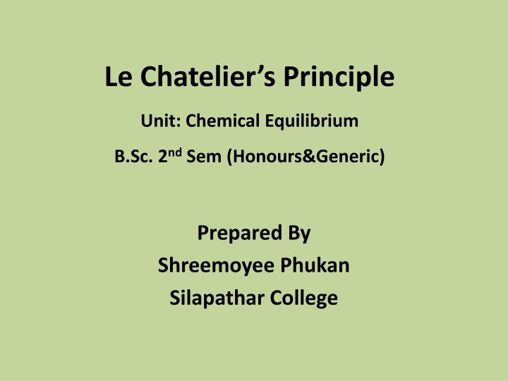 Le Chatelier's Principle in Chemical Equilibrium