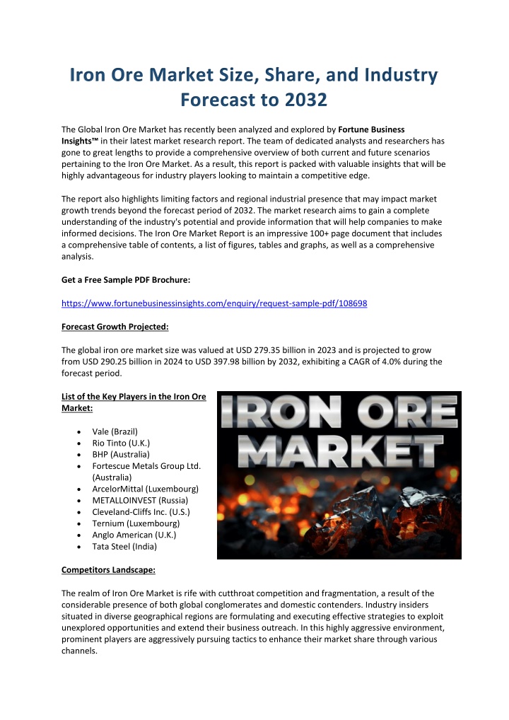 iron ore market size share and industry forecast n.w