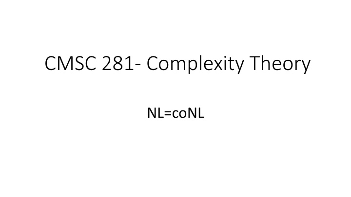 cmsc 281 complexity theory n.w