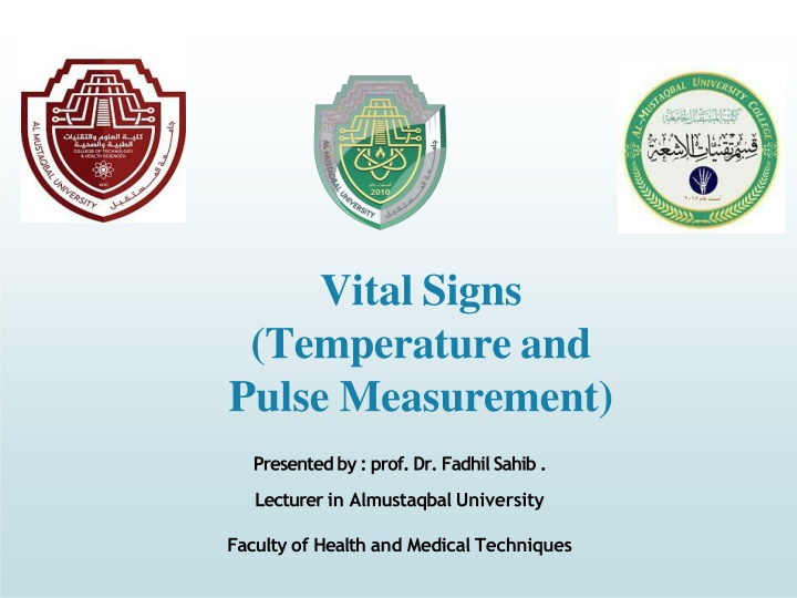vital signs temperature and pulse measurement n.w