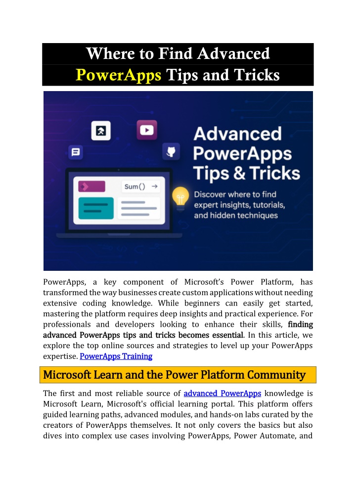 where to find advanced powerapps tips and tricks n.w