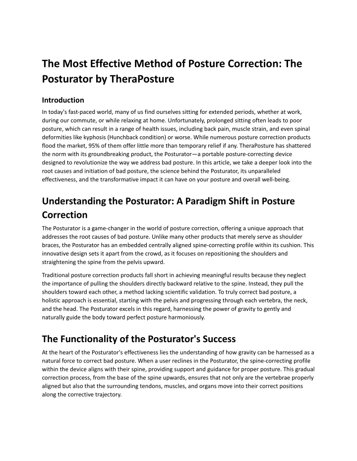 the most effective method of posture correction n.w