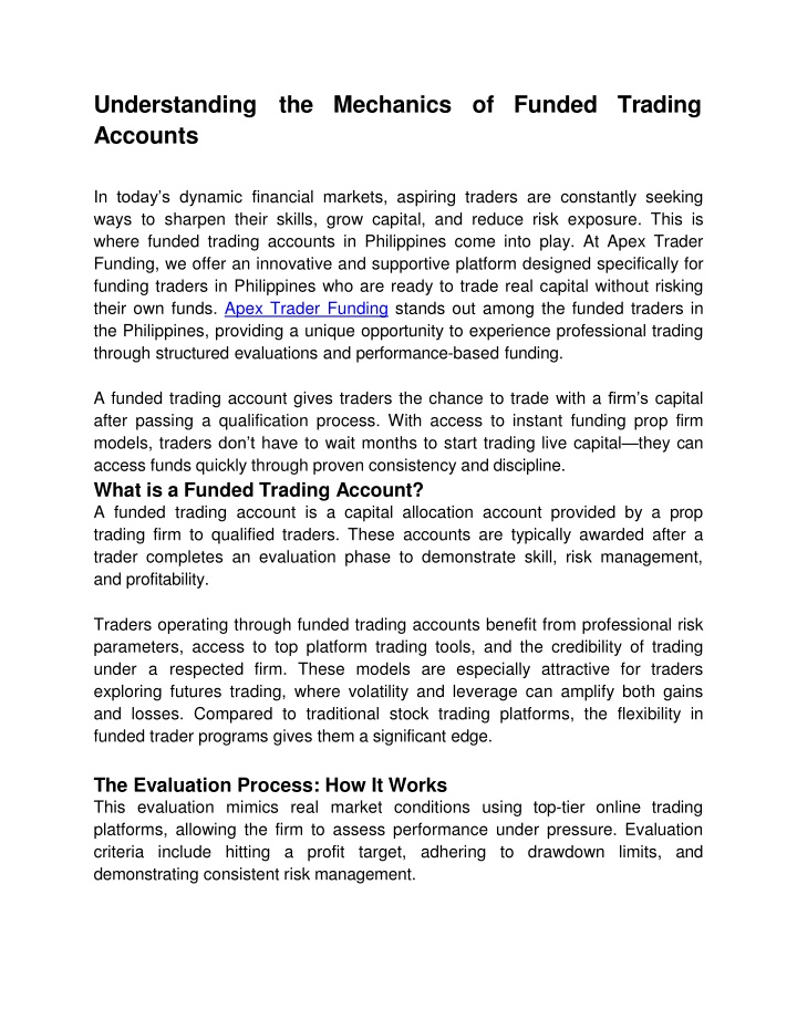 Understanding the Mechanics of Funded Trading Accounts