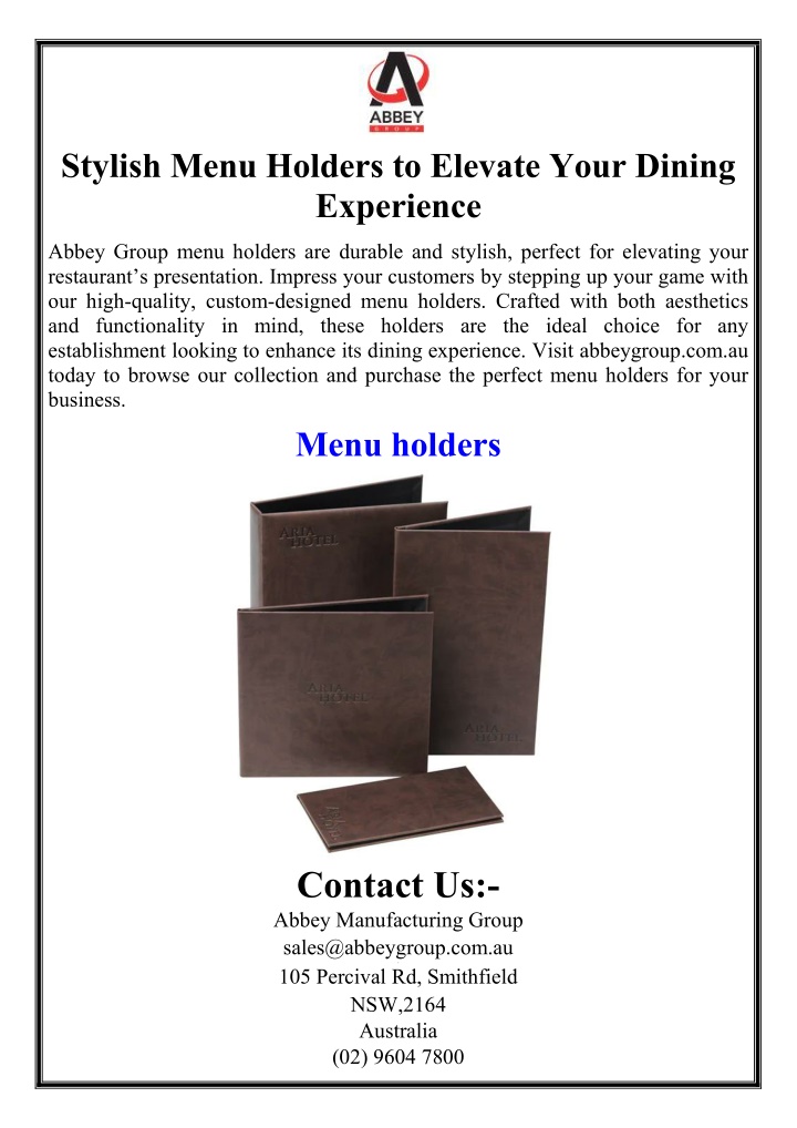 stylish menu holders to elevate your dining n.w