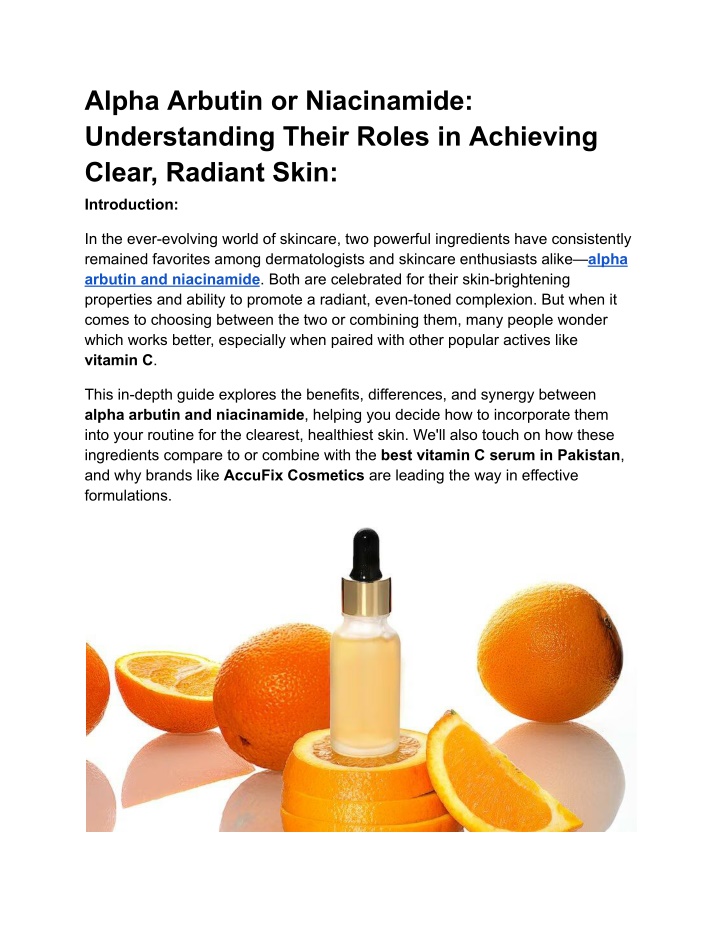 alpha arbutin or niacinamide understanding their n.w