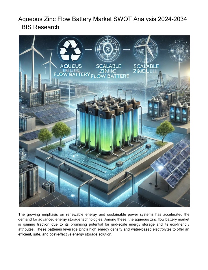 aqueous zinc flow battery market swot analysis n.w