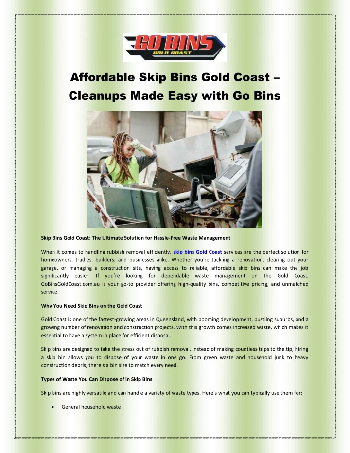 affordable skip bins gold coast cleanups made n.w