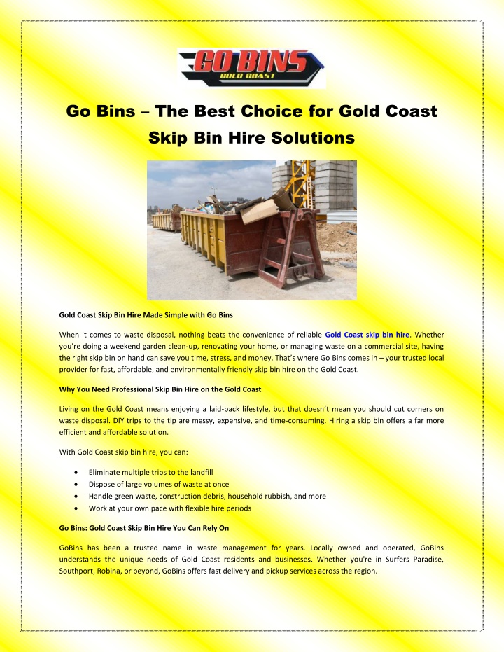 go bins the best choice for gold coast skip n.w