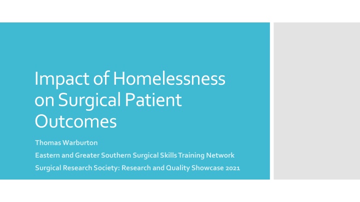impact of homelessness on surgical patient n.w