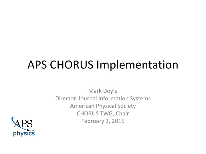 aps chorus implementation n.w