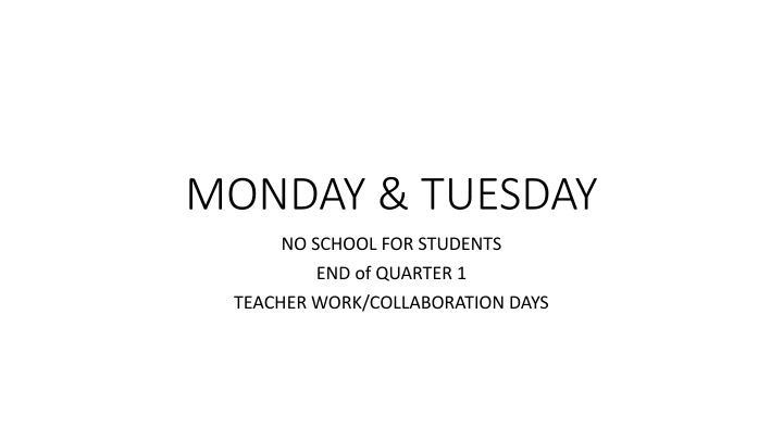 Weekly Classroom Schedule and Academic Focus
