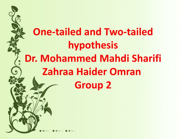one tailed and two tailed hypothesis dr mohammed n.w