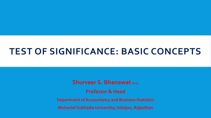 test of significance basic concepts n.w