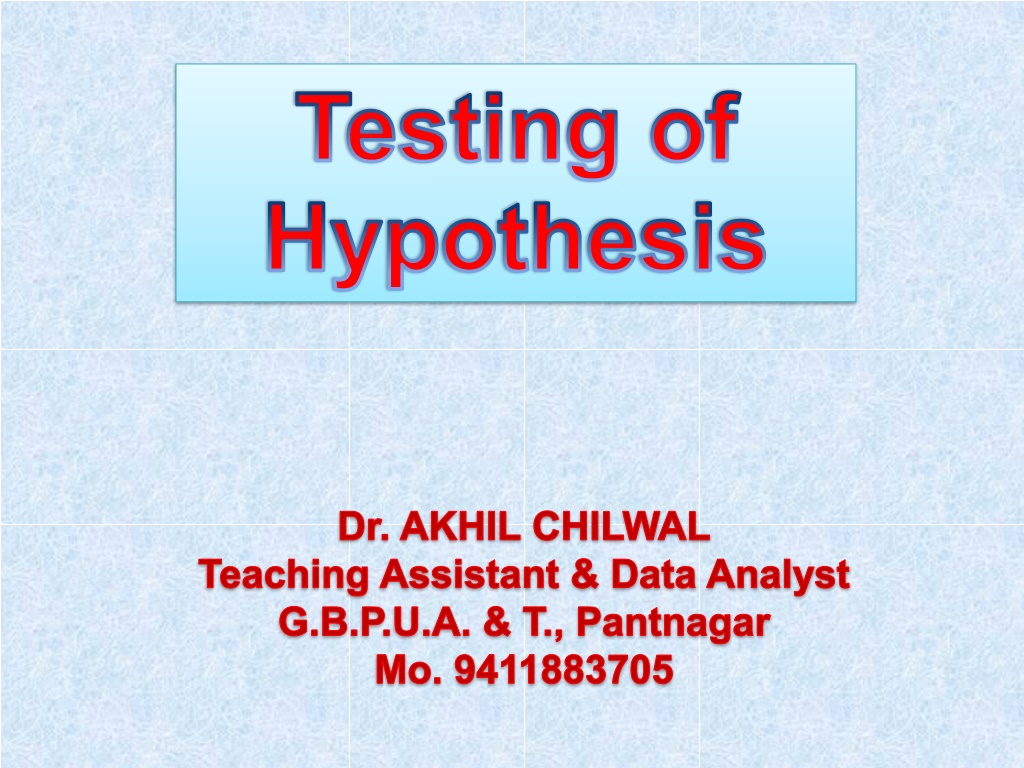 testing of hypothesis n.w