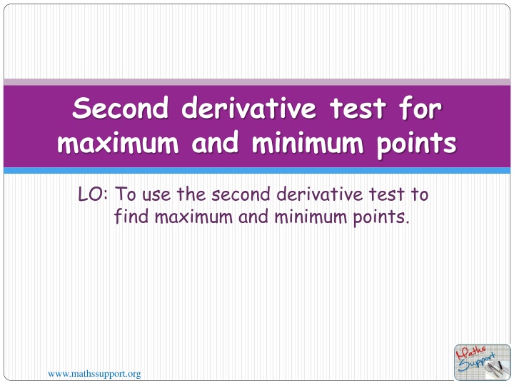 second derivative test for maximum and minimum n.w
