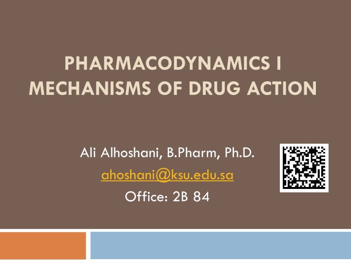 pharmacodynamics i mechanisms of drug action n.w
