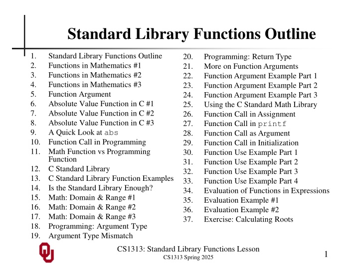 standard library functions outline n.w