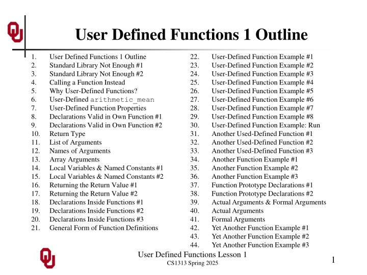 user defined functions 1 outline n.w