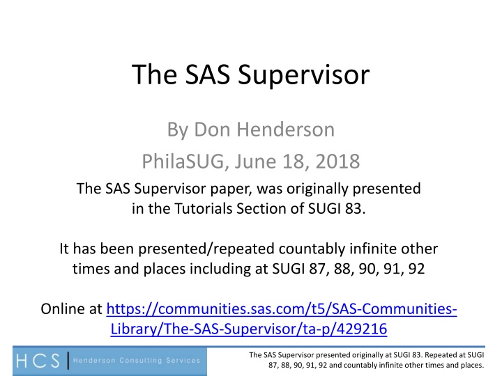 the sas supervisor n.w