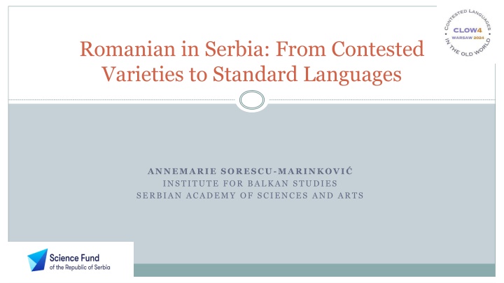 Romanian Varieties in Serbia: Status, Policy, and Planning