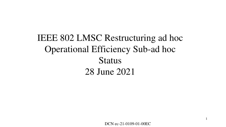 ieee 802 lmsc restructuring ad hoc operational n.w