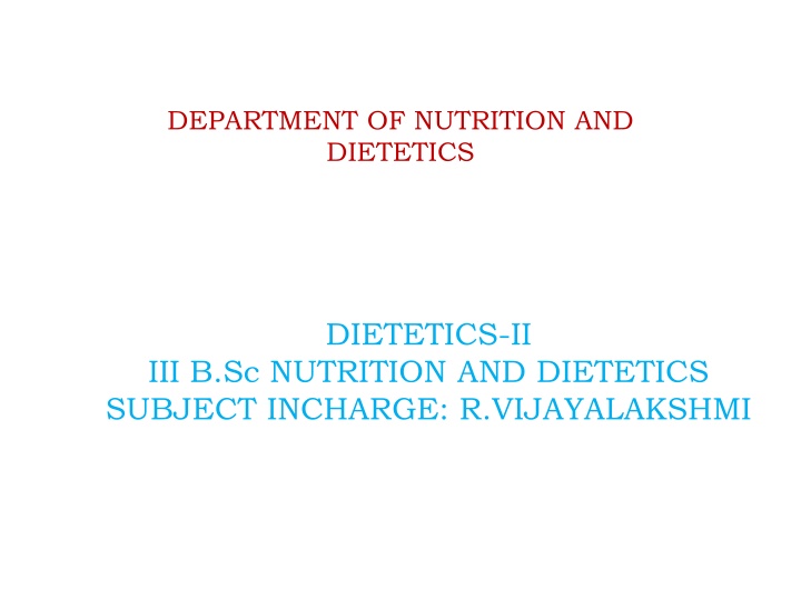department of nutrition and dietetics n.w